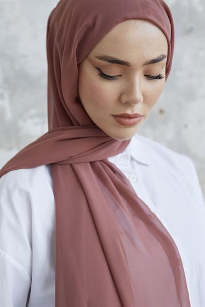 Kendinden Boneli Gül Kurusu Şifon Şal