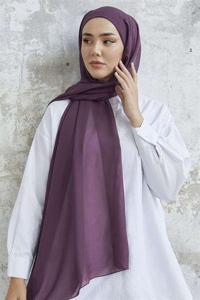 Kendinden Boneli Koyu Gül Şifon Şal