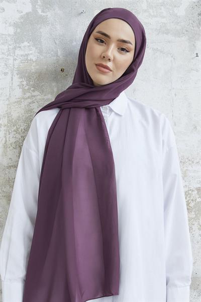 Kendinden Boneli Koyu Gül Şifon Şal