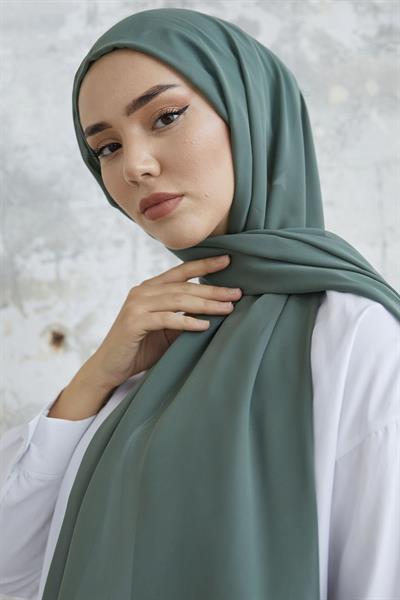 Kendinden Boneli Mint Şifon Şal