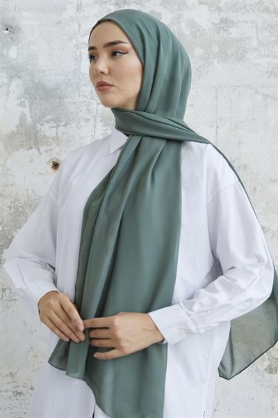 Kendinden Boneli Mint Şifon Şal