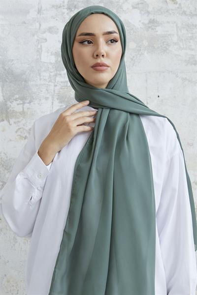Kendinden Boneli Mint Şifon Şal
