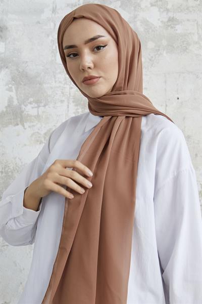 Kendinden Boneli Sütlü Kahve Şifon Şal