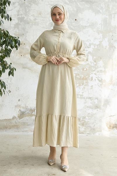 Self-Striped Monaco Beige Dress