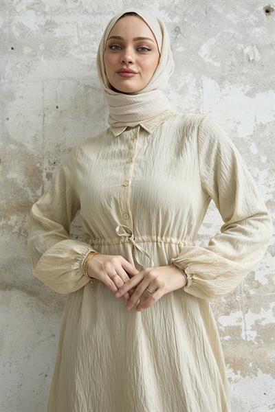 Self-Striped Monaco Beige Dress