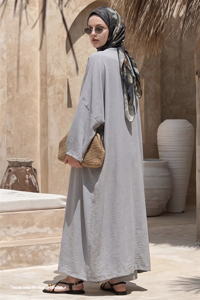 Kimono Pantolonlu Gri Takım