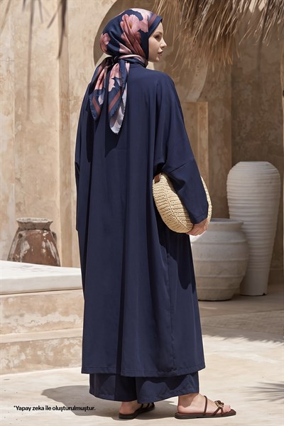 Kimono Pantolonlu Lacivert Takım