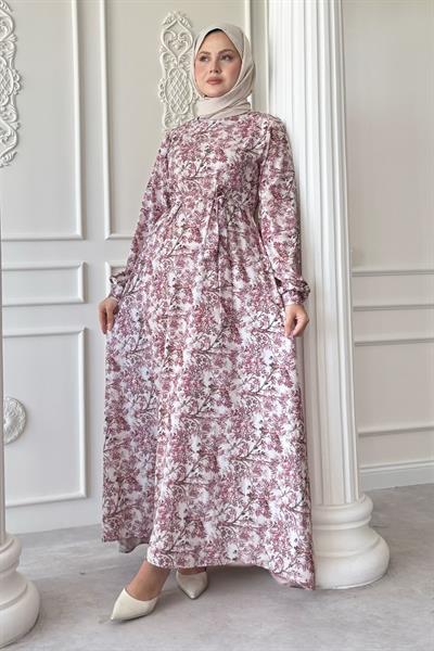 Kır Çiçeği Pembe Saten Elbise