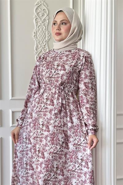 Kır Çiçeği Pembe Saten Elbise