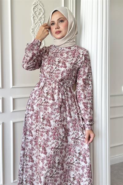 Kır Çiçeği Pembe Saten Elbise