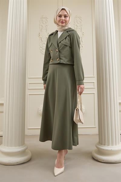 Kısa Bolerolu Etekli Haki Scuba Takım