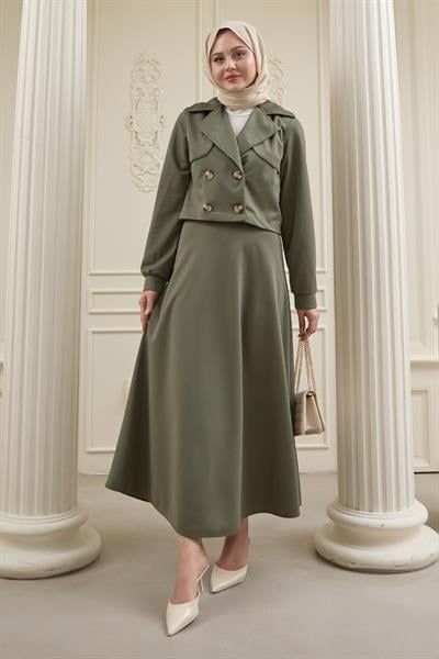 Kısa Bolerolu Etekli Haki Scuba Takım