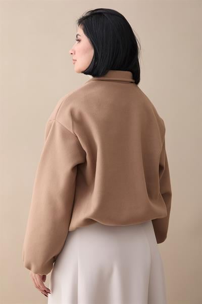 Kısa Kaşe Bomber Camel Ceket