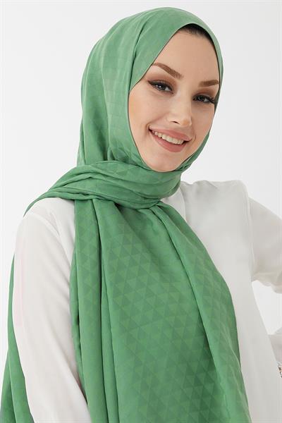 Kiya Prizma Desen Pamuklu Jakar Şal - Mint