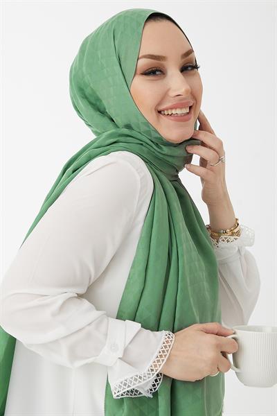 Kiya Prizma Desen Pamuklu Jakar Şal - Mint