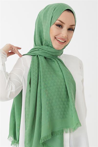 Kiya Prizma Desen Pamuklu Jakar Şal - Mint