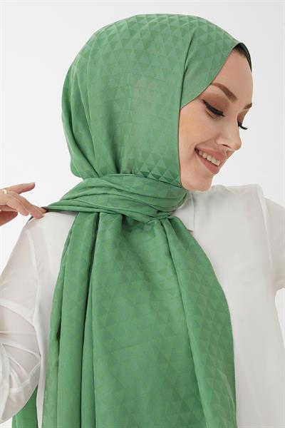 Kiya Prizma Desen Pamuklu Jakar Şal - Mint