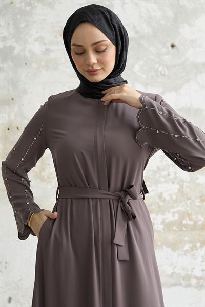 Kolları Taş İşleme Sütlü Kahve Ferace