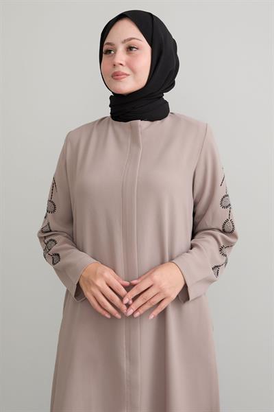 Kolları Yaprak İncili Bej Ferace