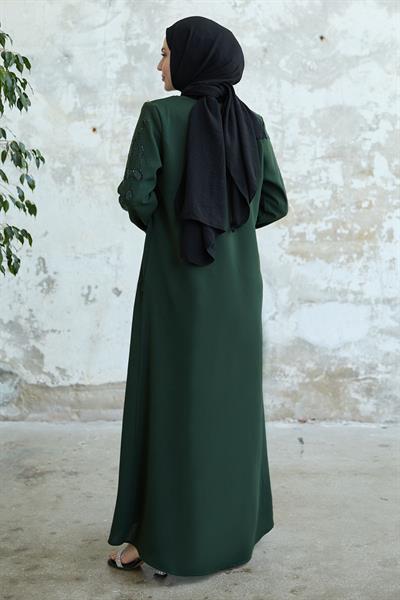 Kolları Yaprak İncili Haki Ferace