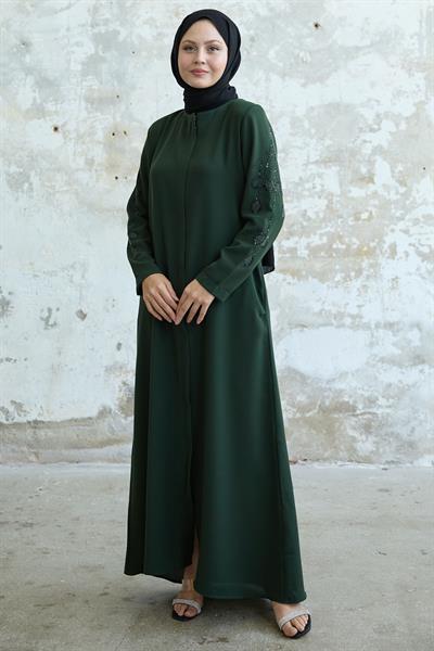 Kolları Yaprak İncili Haki Ferace