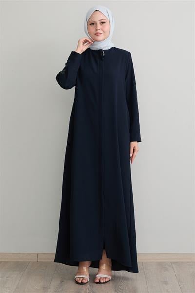 Kolları Yaprak İncili Lacivert Ferace