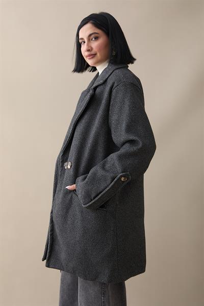 Kolu Apolet Detay Kaşe Kaban - Antrasit