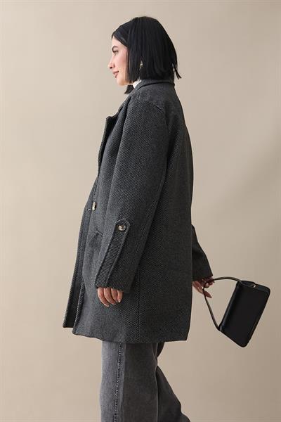 Kolu Apolet Detay Kaşe Kaban - Antrasit