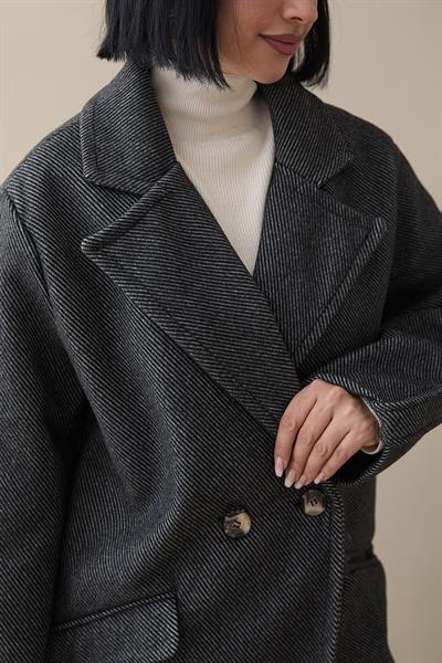 Kolu Apolet Detay Kaşe Kaban - Antrasit