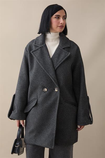 Kolu Apolet Detay Kaşe Kaban - Antrasit