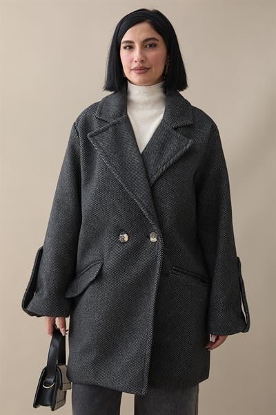 Kolu Apolet Detay Kaşe Kaban - Antrasit