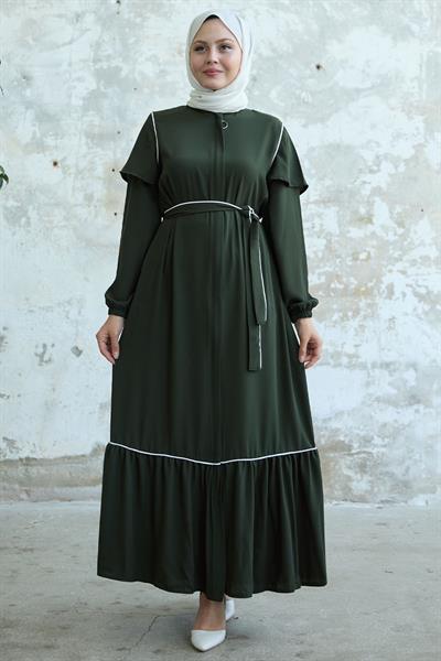 Kolu Kat Detay Biyeli Haki Ferace