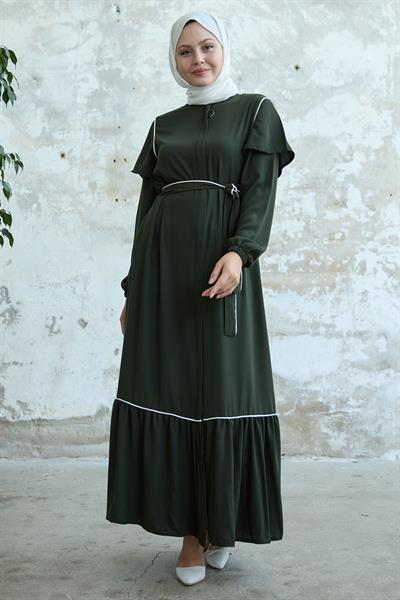 Kolu Kat Detay Biyeli Haki Ferace