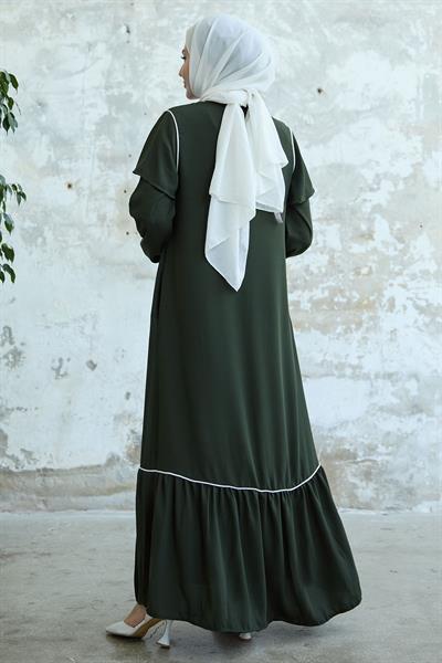 Kolu Kat Detay Biyeli Haki Ferace