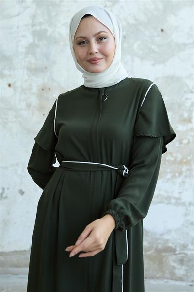 Kolu Kat Detay Biyeli Haki Ferace