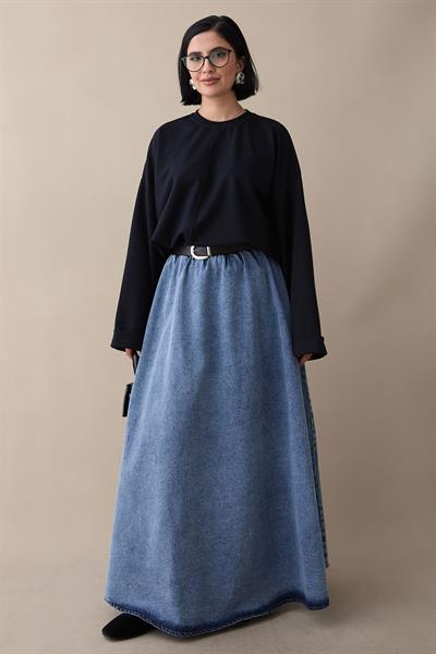 Kolu Katlamalı Oversize Lacivert Sweat