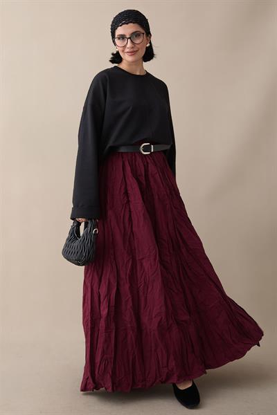 Kolu Katlamalı Oversize Siyah Sweat