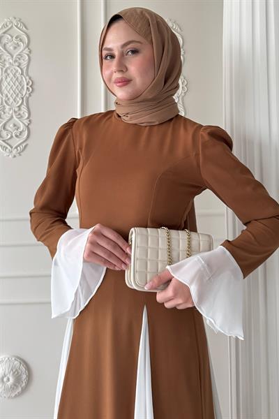 Kolu ve Eteği Tül Detay Taba Elbise