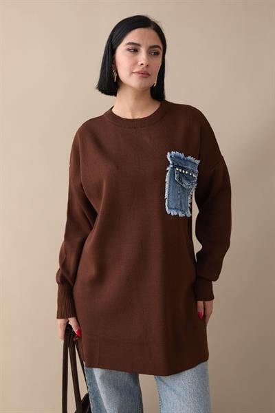 Kot Cepli Acı Kahve Triko Tunik