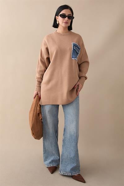 Kot Cepli Camel Triko Tunik