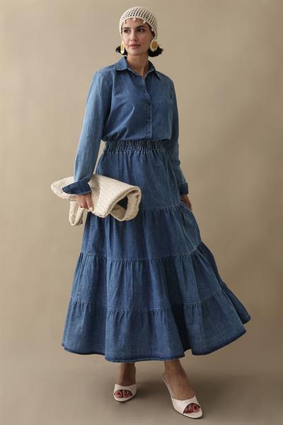 Kot Etekli Gömlekli Mavi Takım