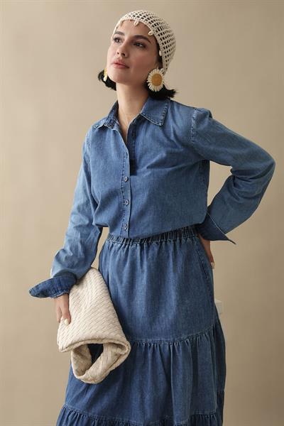 Kot Etekli Gömlekli Mavi Takım