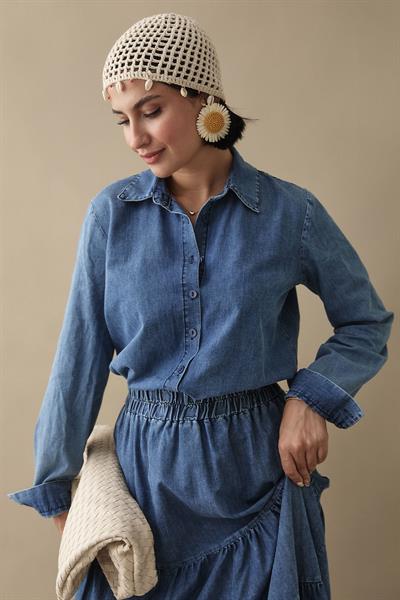 Kot Etekli Gömlekli Mavi Takım