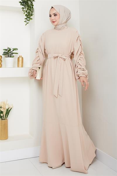 Krep Lastikli Taş Elbise