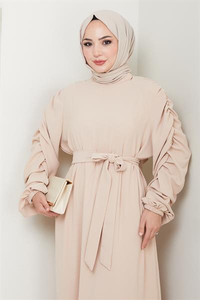 Krep Lastikli Taş Elbise