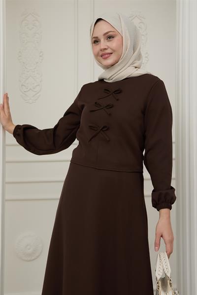Kurdele Detay Etekli Acı Kahve Takım