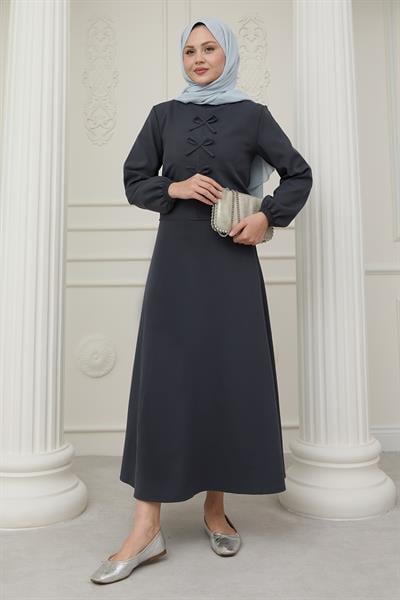 Kurdele Detay Etekli Antrasit Takım