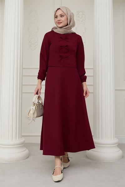 Kurdele Detay Etekli Bordo Takım