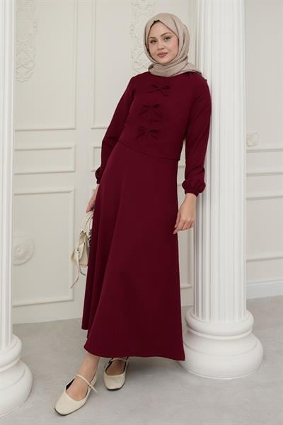 Kurdele Detay Etekli Bordo Takım