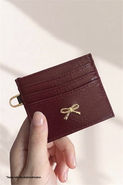 Kurdele Detaylı Bordo Kartlık